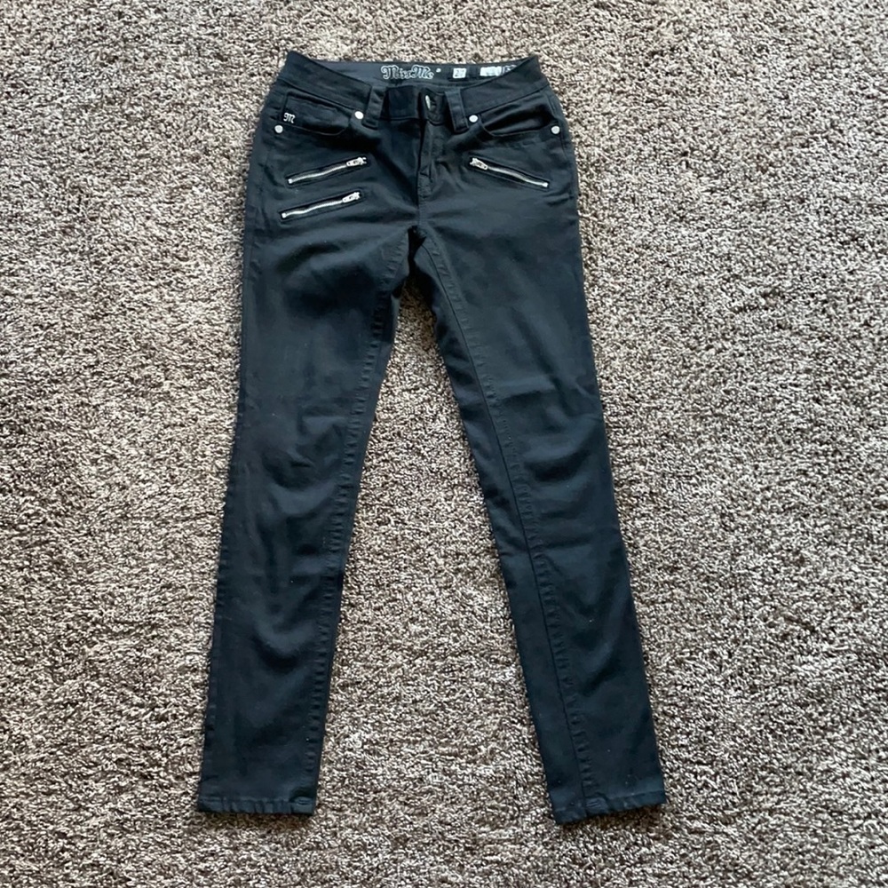 Miss Me Black Skinny Jeans with front zipper pockets
